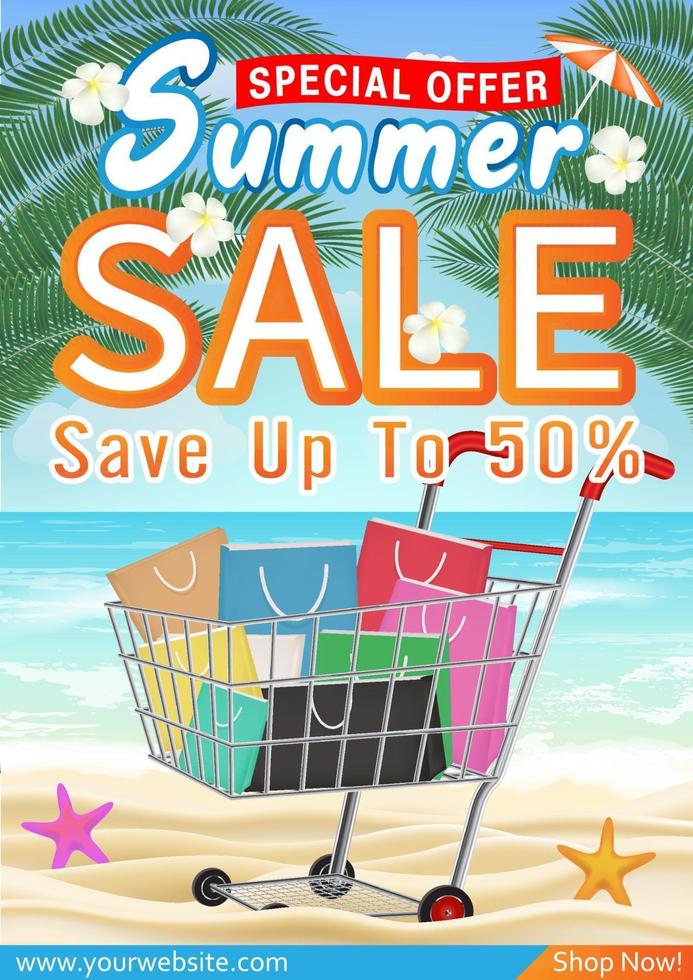 cartel de promoción de oferta especial de oferta de verano vector