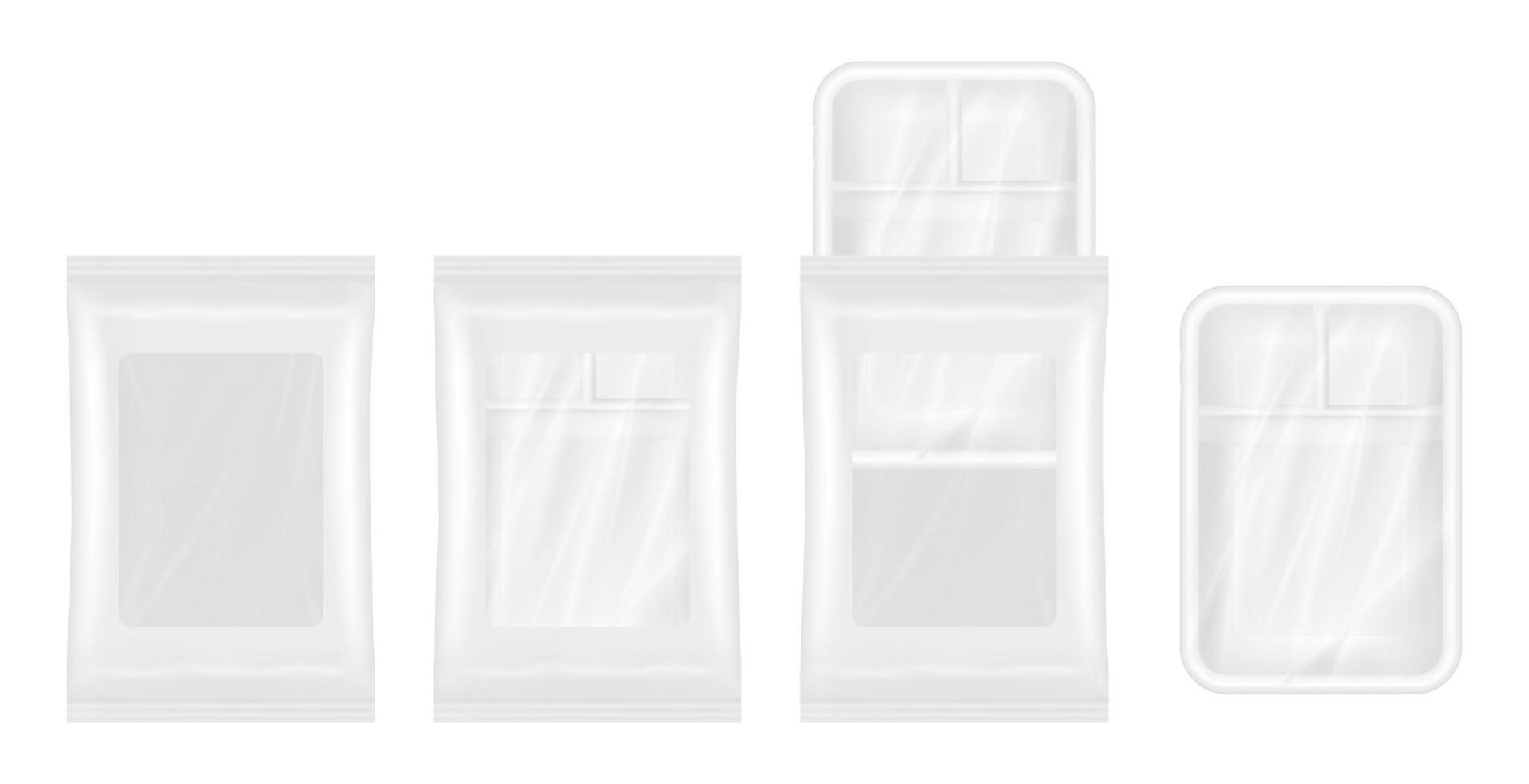 top view of White polystyrene and plastic packaging mockup vector