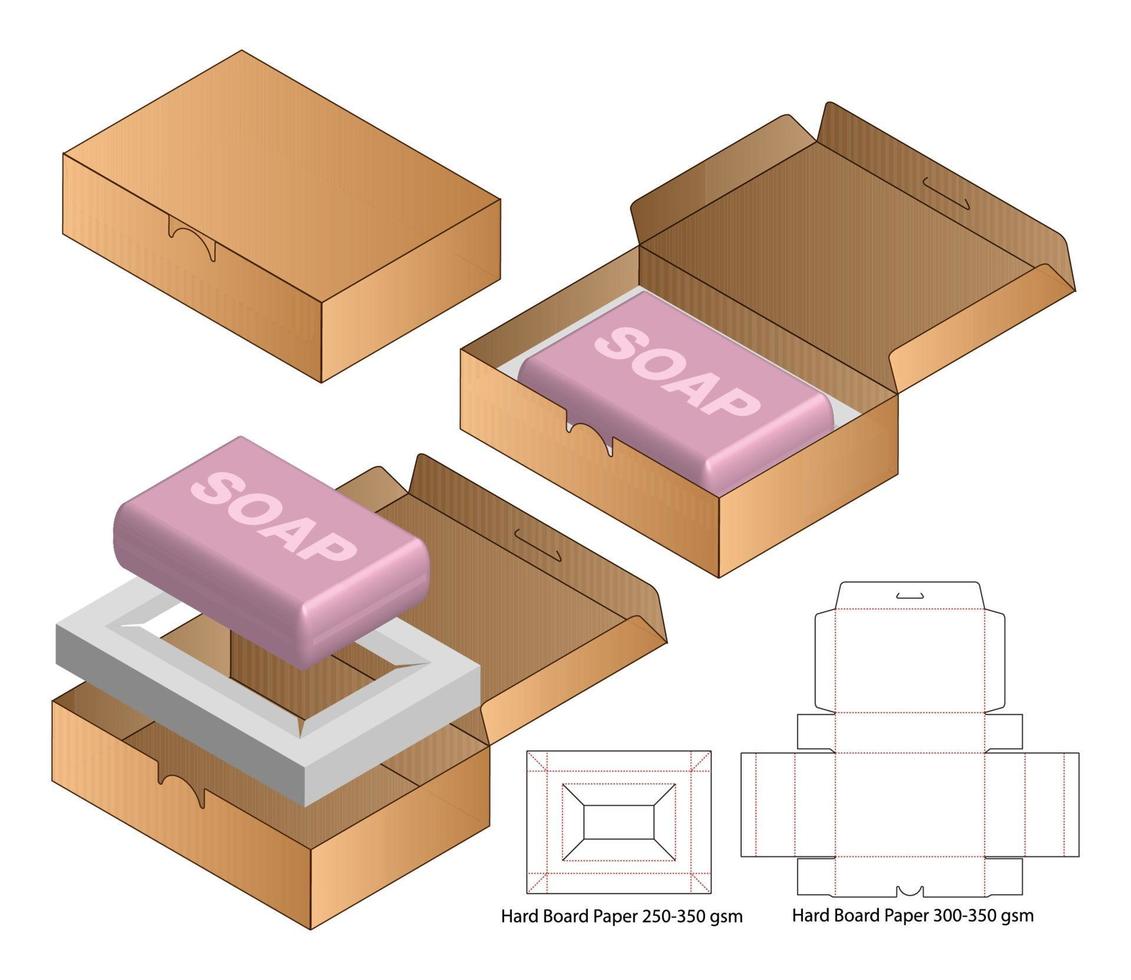 Box packaging die cut template design. 3d mock-up vector