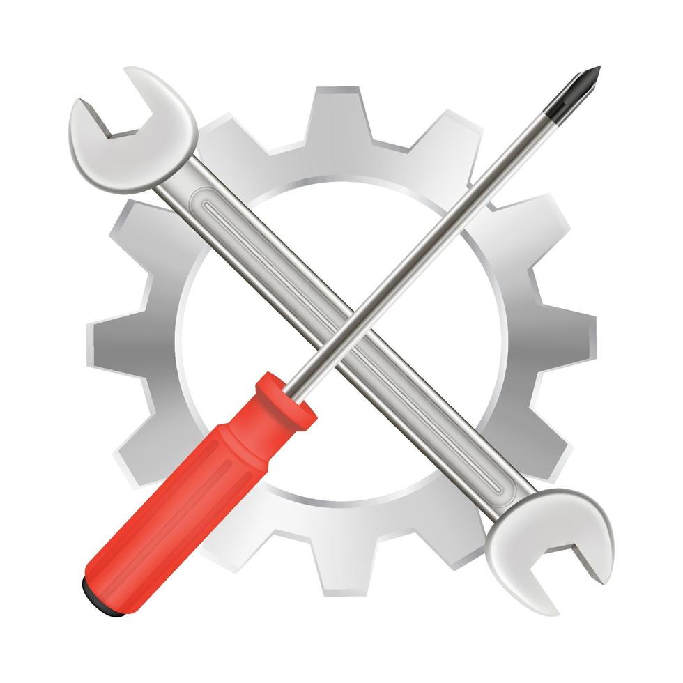 screwdriver wrench and gear repair logo vector