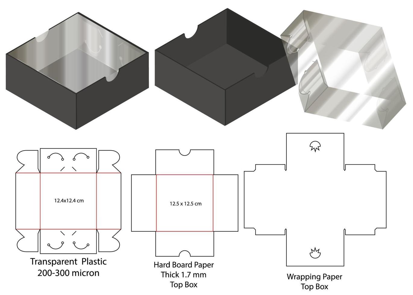 Box packaging die cut template design. 3d mock-up vector