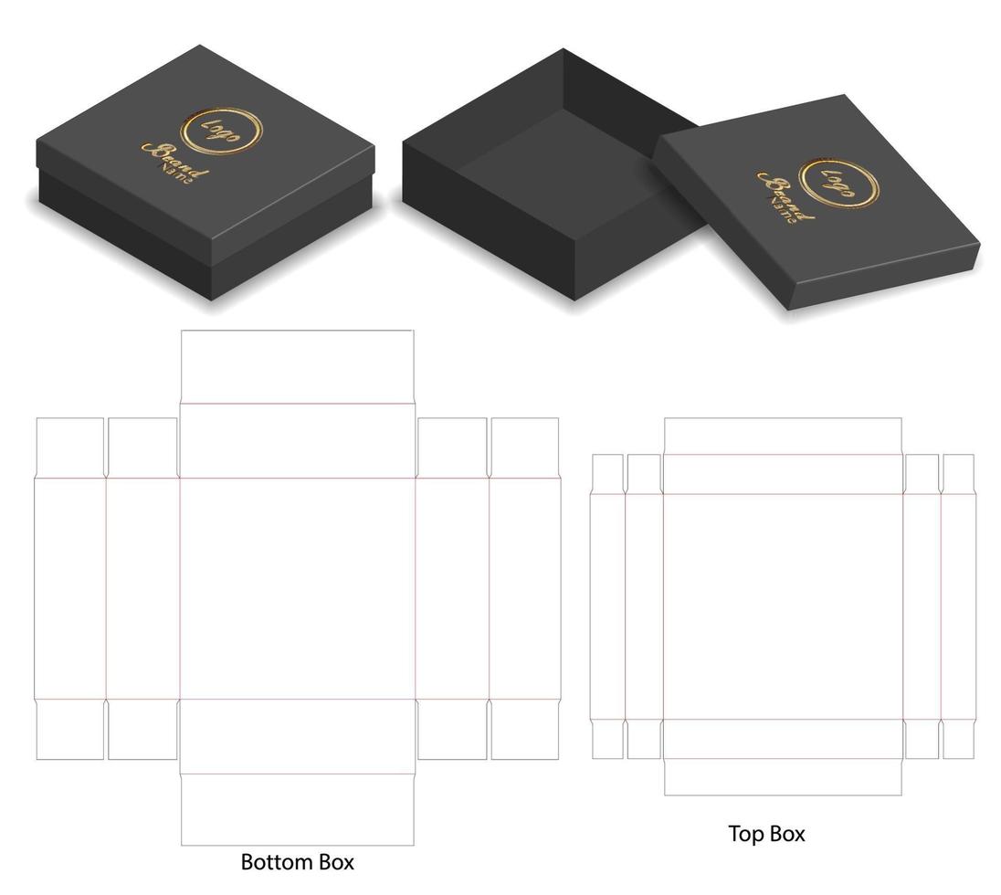 diseño de plantilla troquelada de embalaje de caja. Maqueta 3d vector