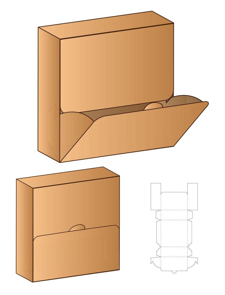 diseño de plantilla troquelada de embalaje de caja. Maqueta 3d vector