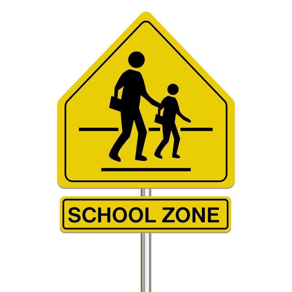 Signo de zona escolar sobre un fondo blanco. vector