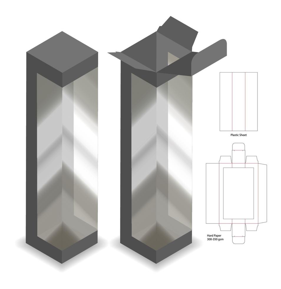 Box packaging die cut template design. 3d mock-up vector