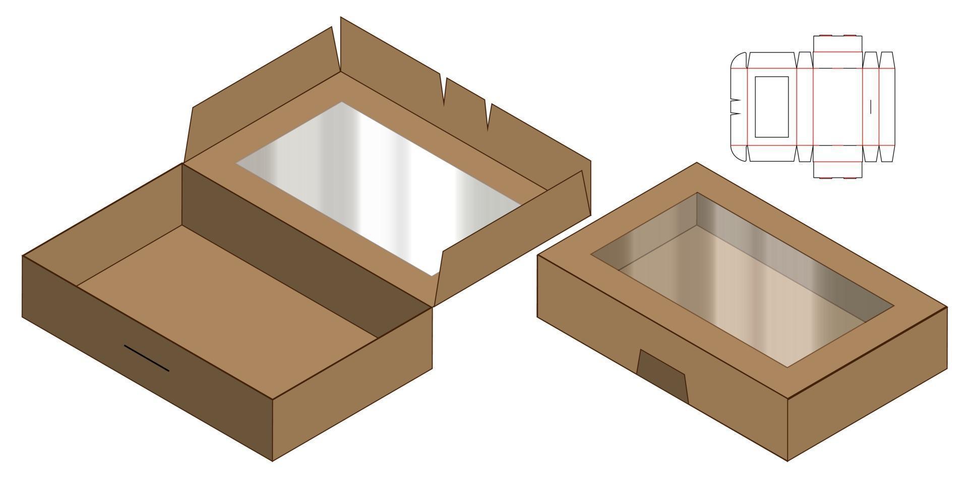 Diseño de plantilla troquelada de embalaje webbox. Maqueta 3d vector