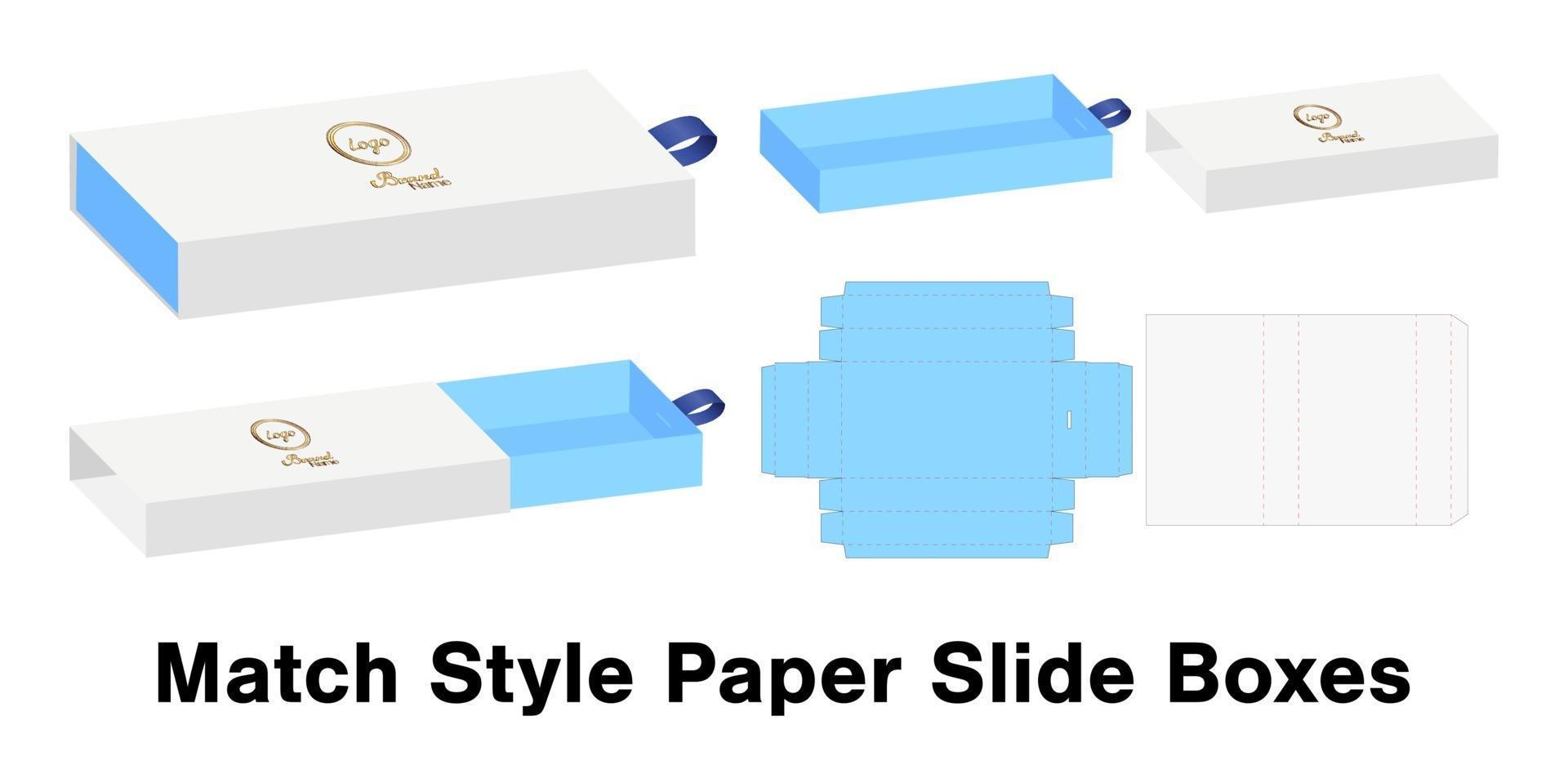 diseño de plantilla troquelada de embalaje de caja. Maqueta 3d vector