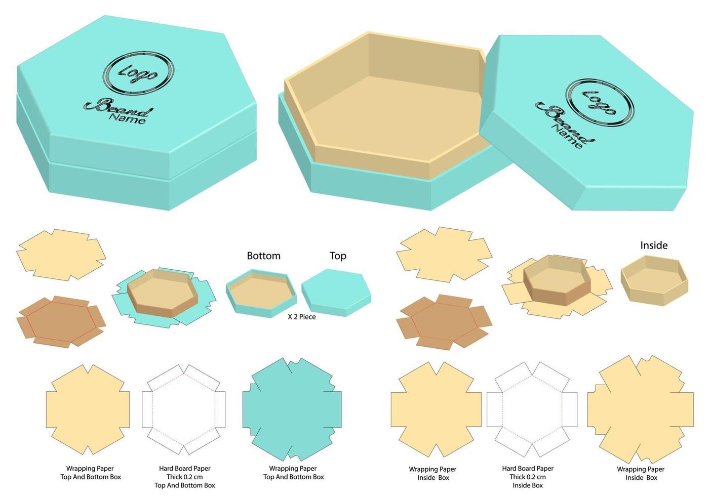 Box packaging die cut template design. 3d mock-up vector