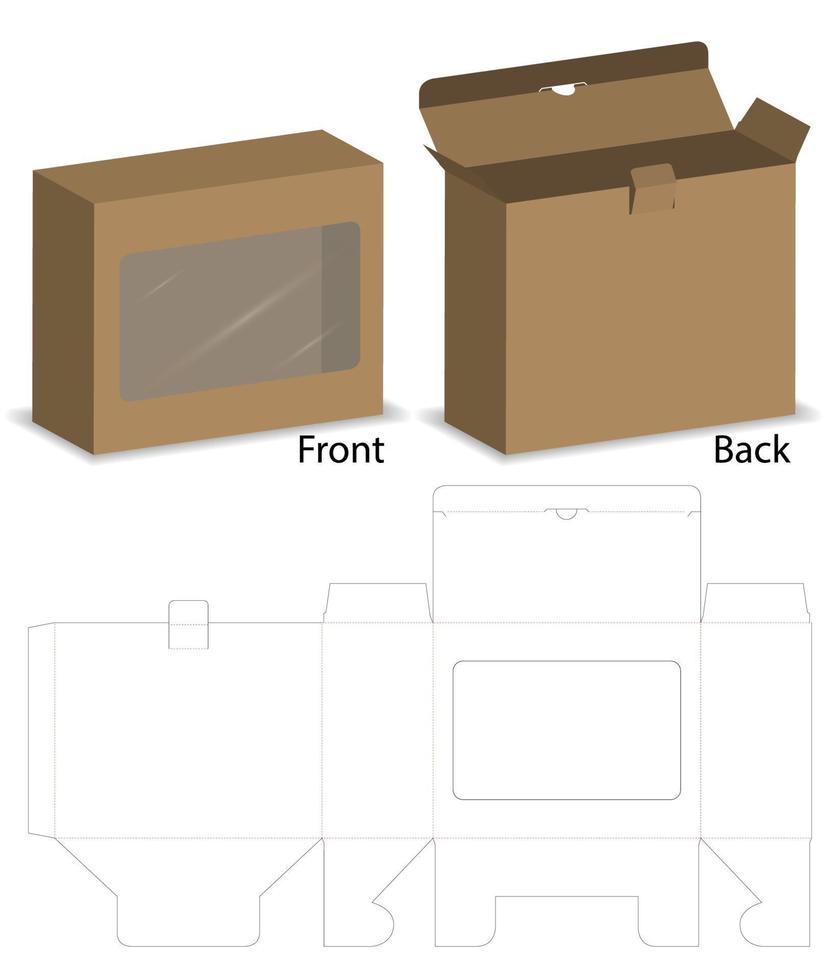 diseño de plantilla troquelada de embalaje de caja. Maqueta 3d vector