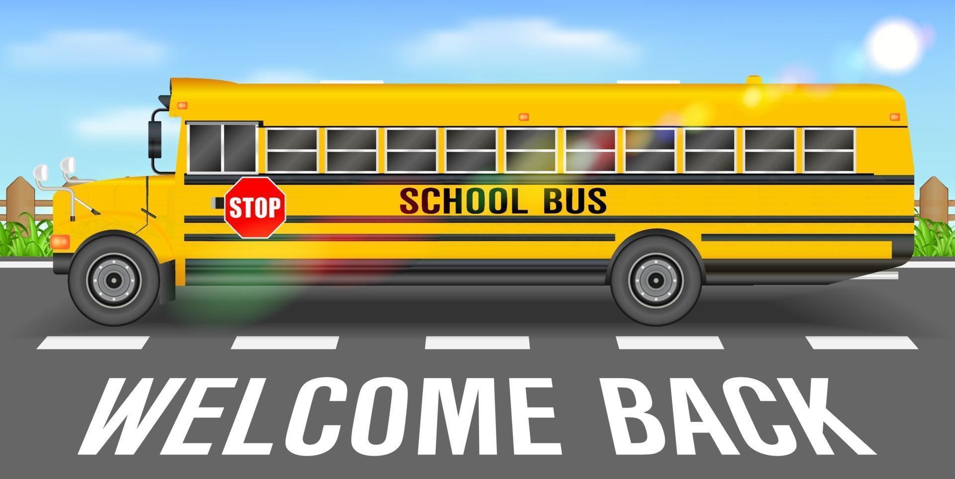 school bus on road going back to school vector