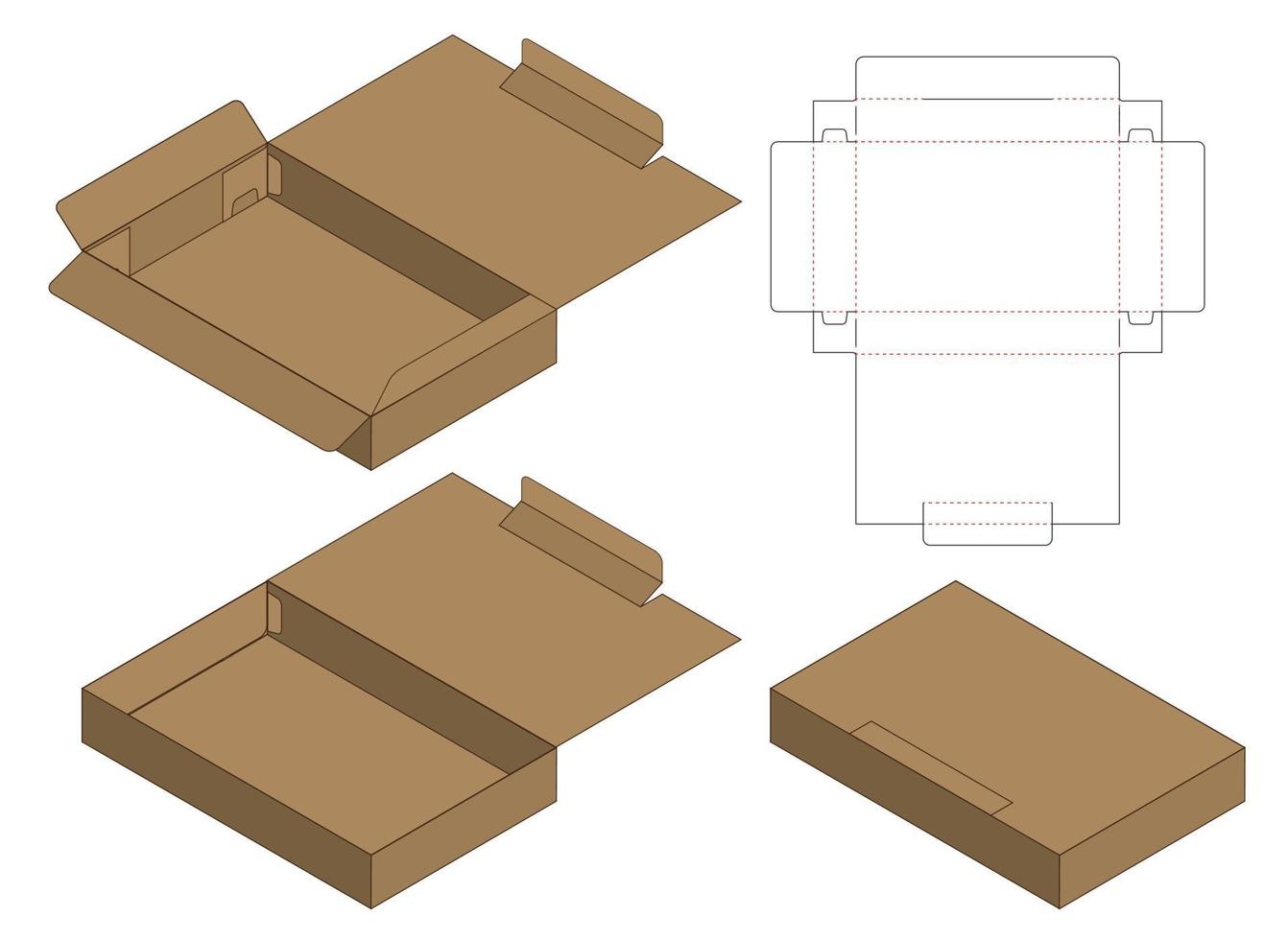 diseño de plantilla troquelada de embalaje de caja. Maqueta 3d vector