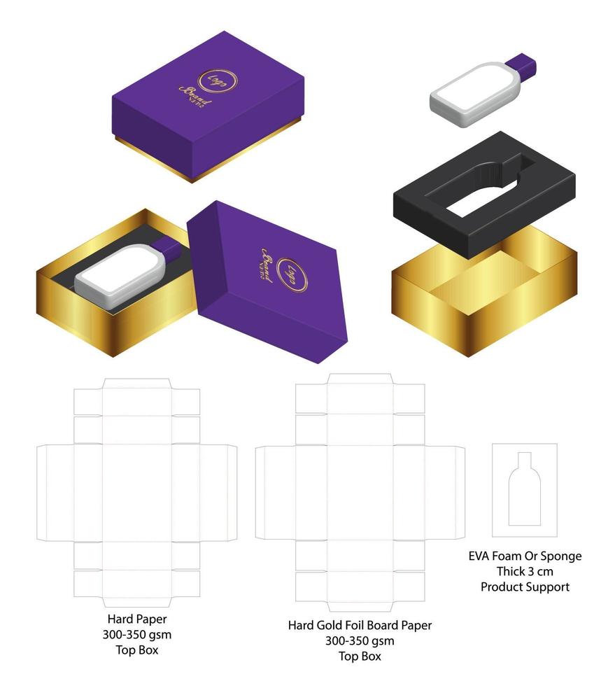Box packaging die cut template design. 3d mock-up vector