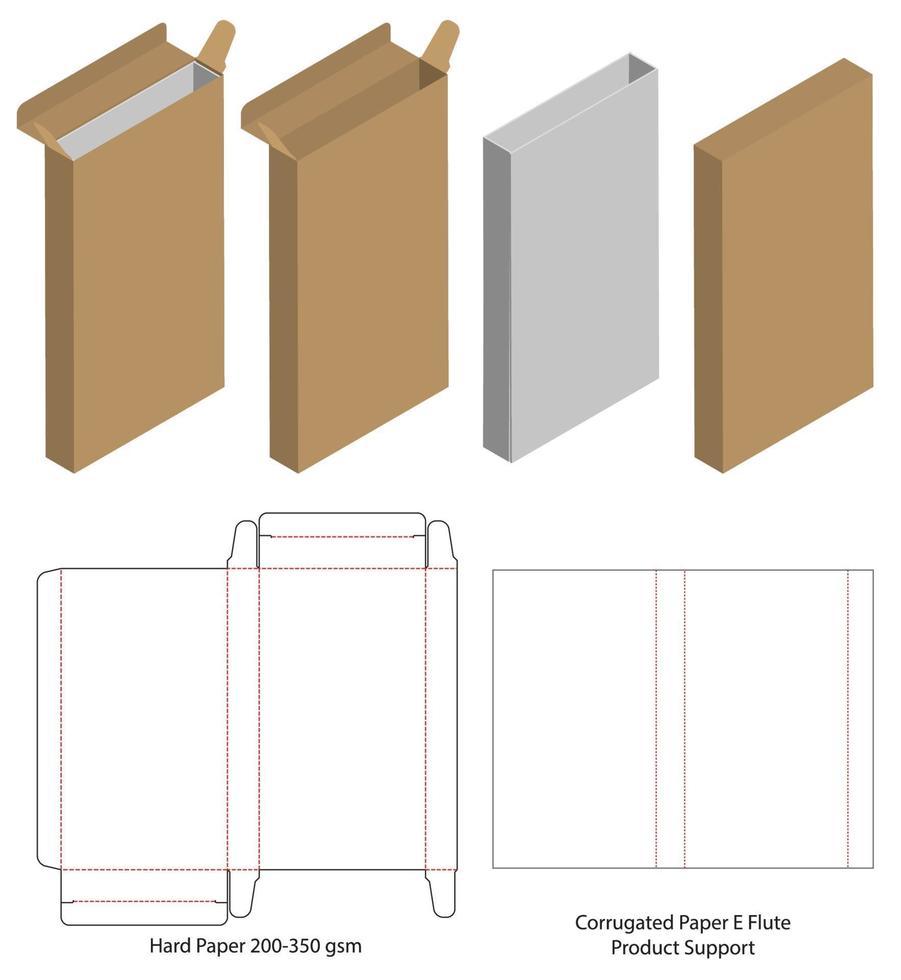 diseño de plantilla troquelada de embalaje de caja. Maqueta 3d vector