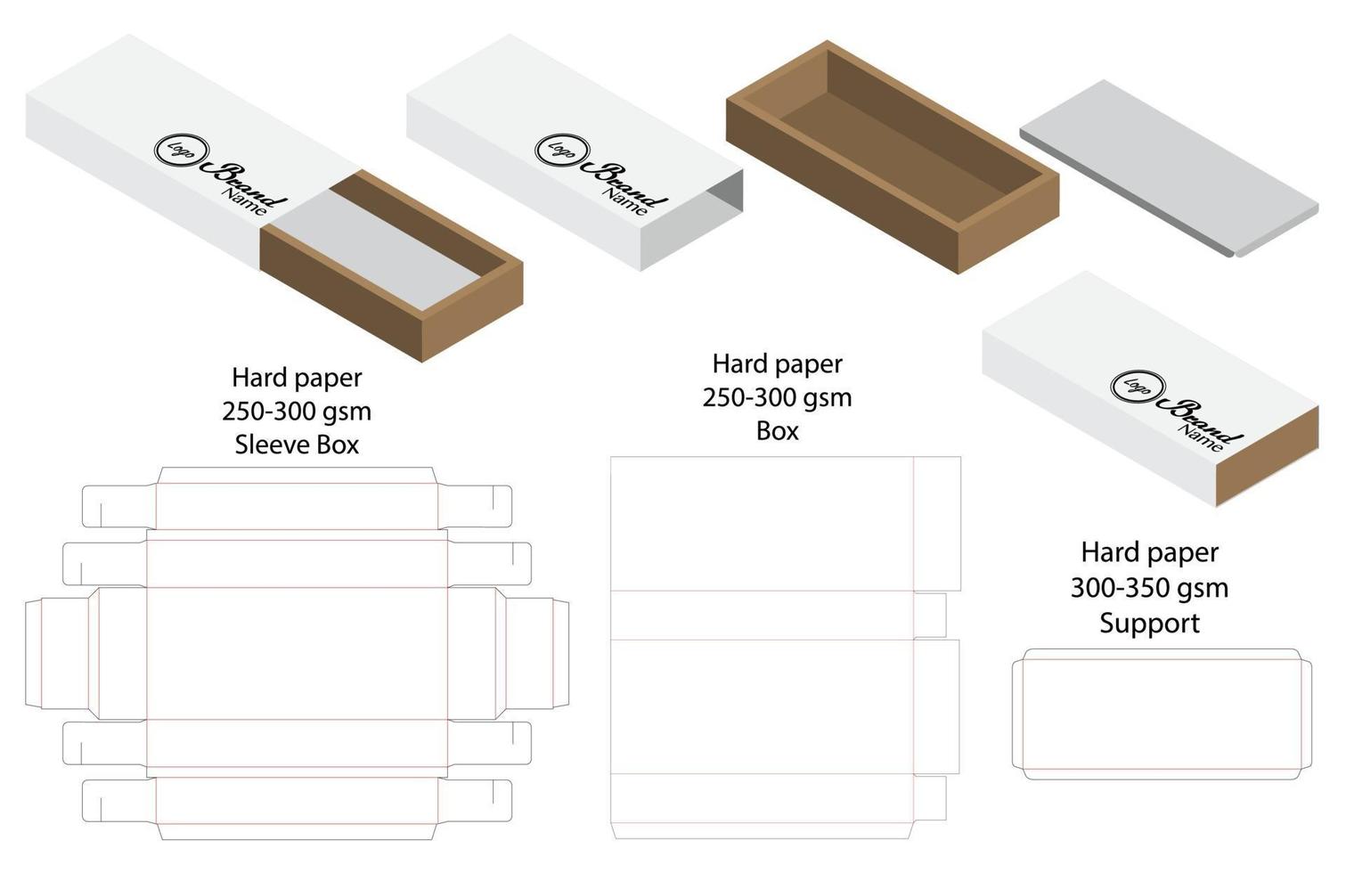 diseño de plantilla troquelada de embalaje de caja. Maqueta 3d vector