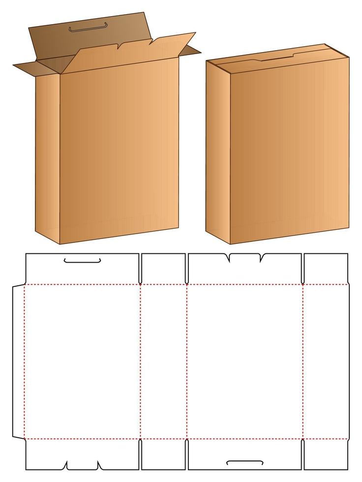 diseño de plantilla troquelada de embalaje de caja. Maqueta 3d vector