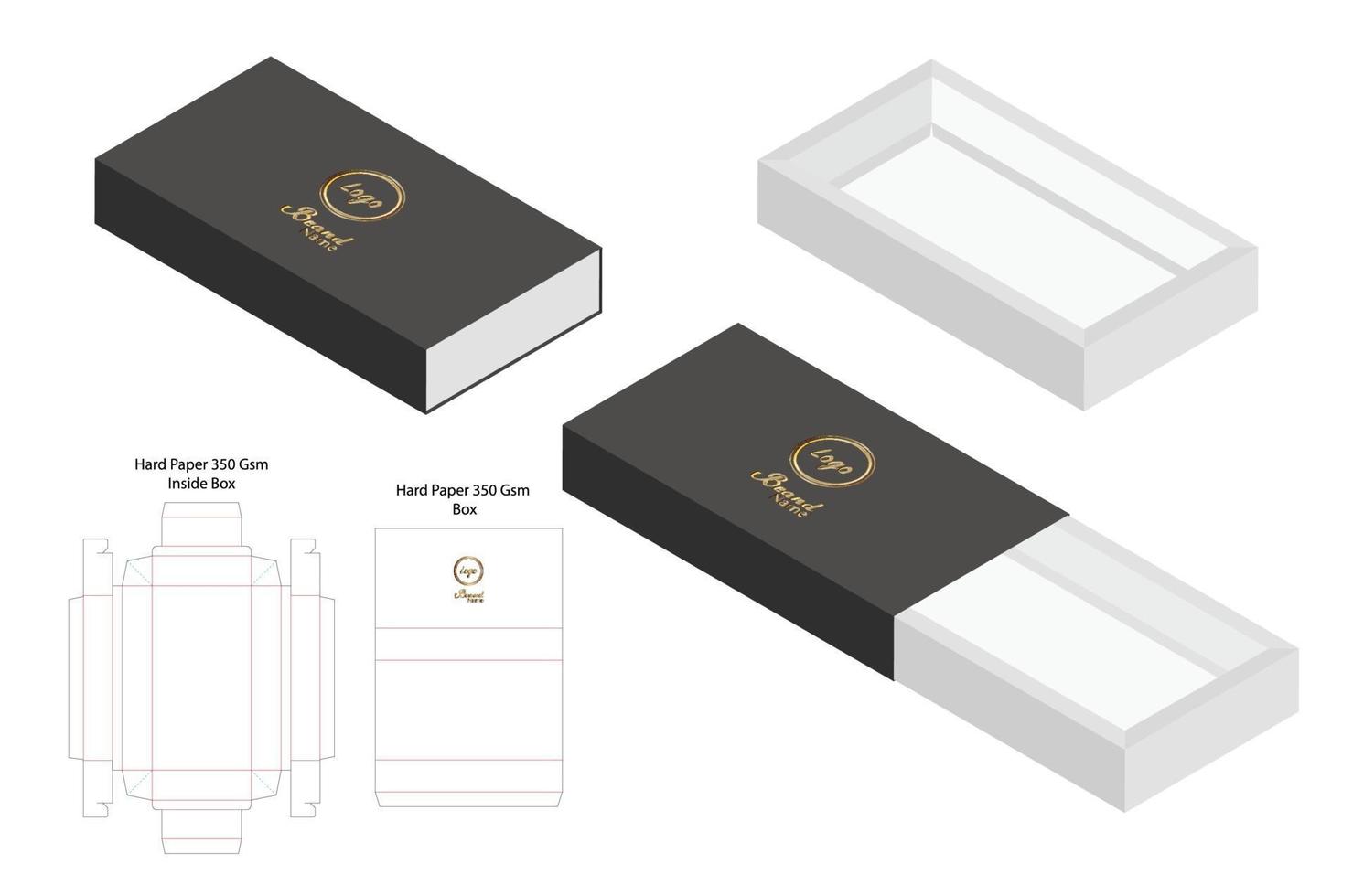 Box packaging die cut template design. 3d mock-up vector