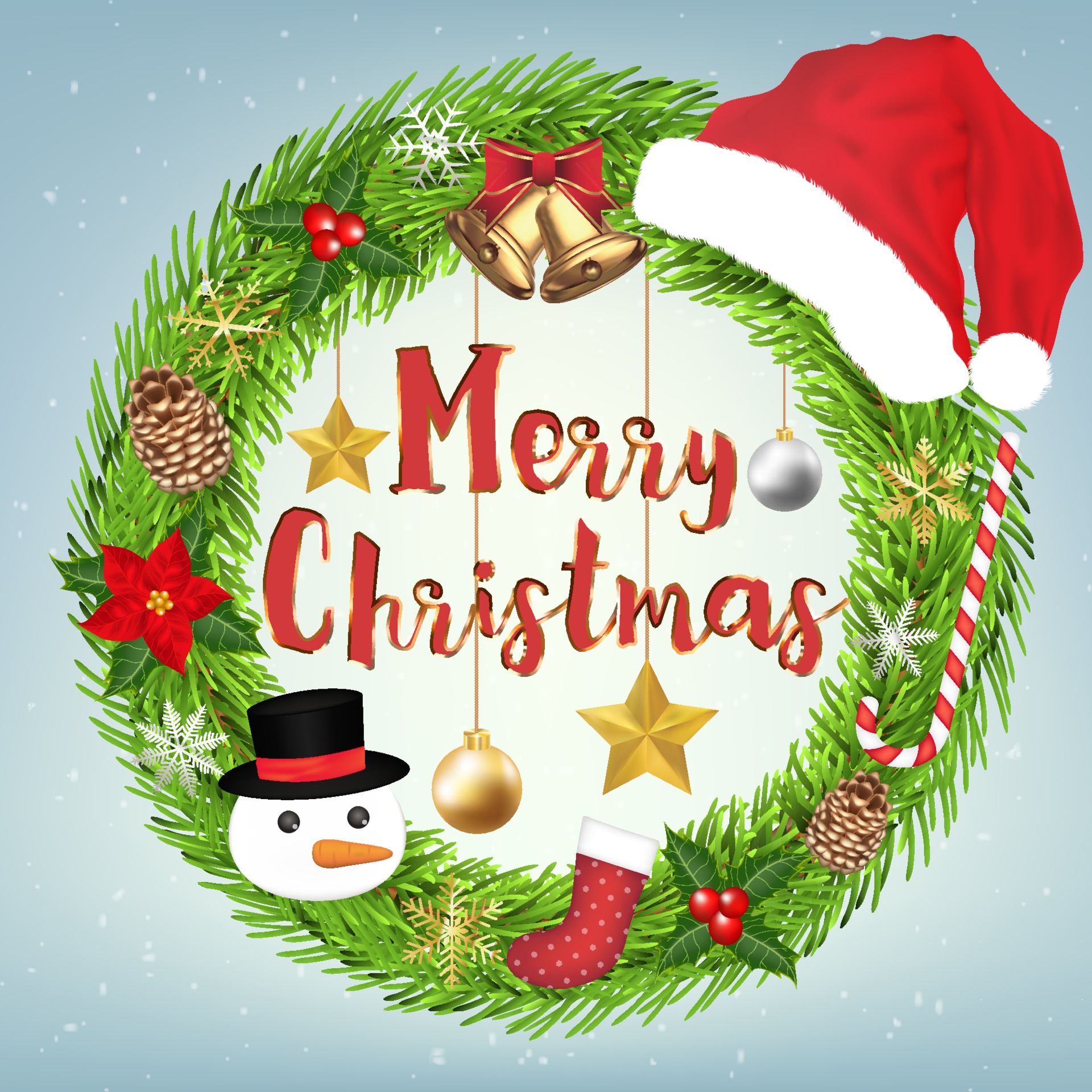 Decoration Merry Christmas Wreath Circle with christmas object around 2264280 Vector Art at Vecteezy