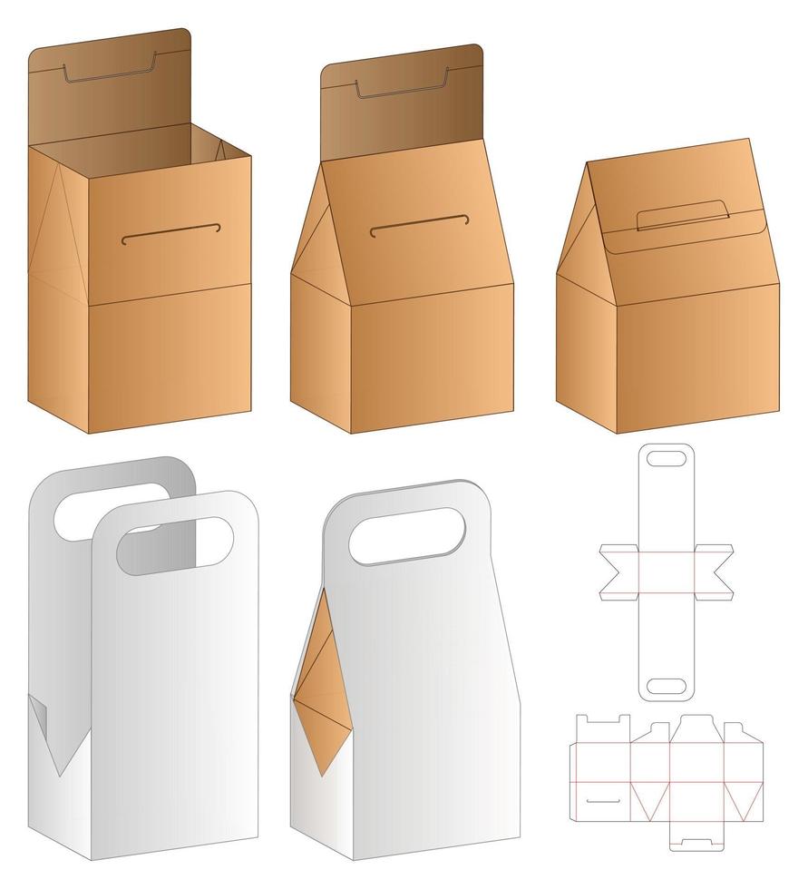 diseño de plantilla troquelada de embalaje de caja. Maqueta 3d vector