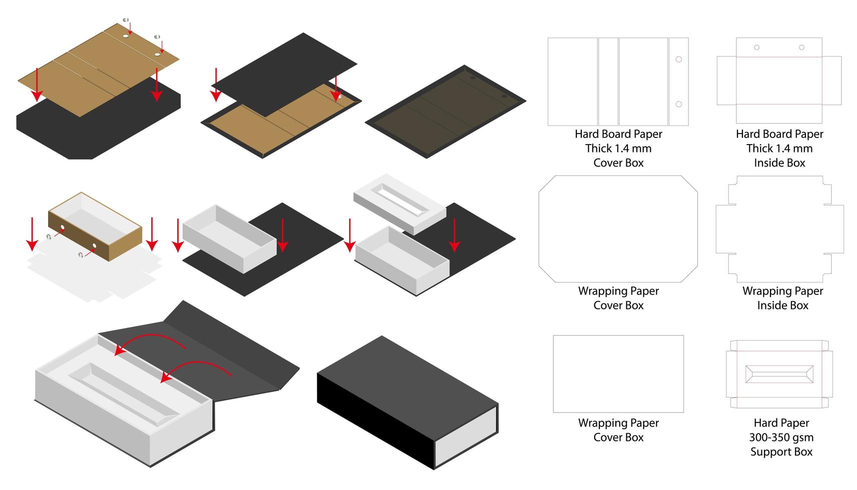 Box packaging die cut template design. 3d mock-up vector