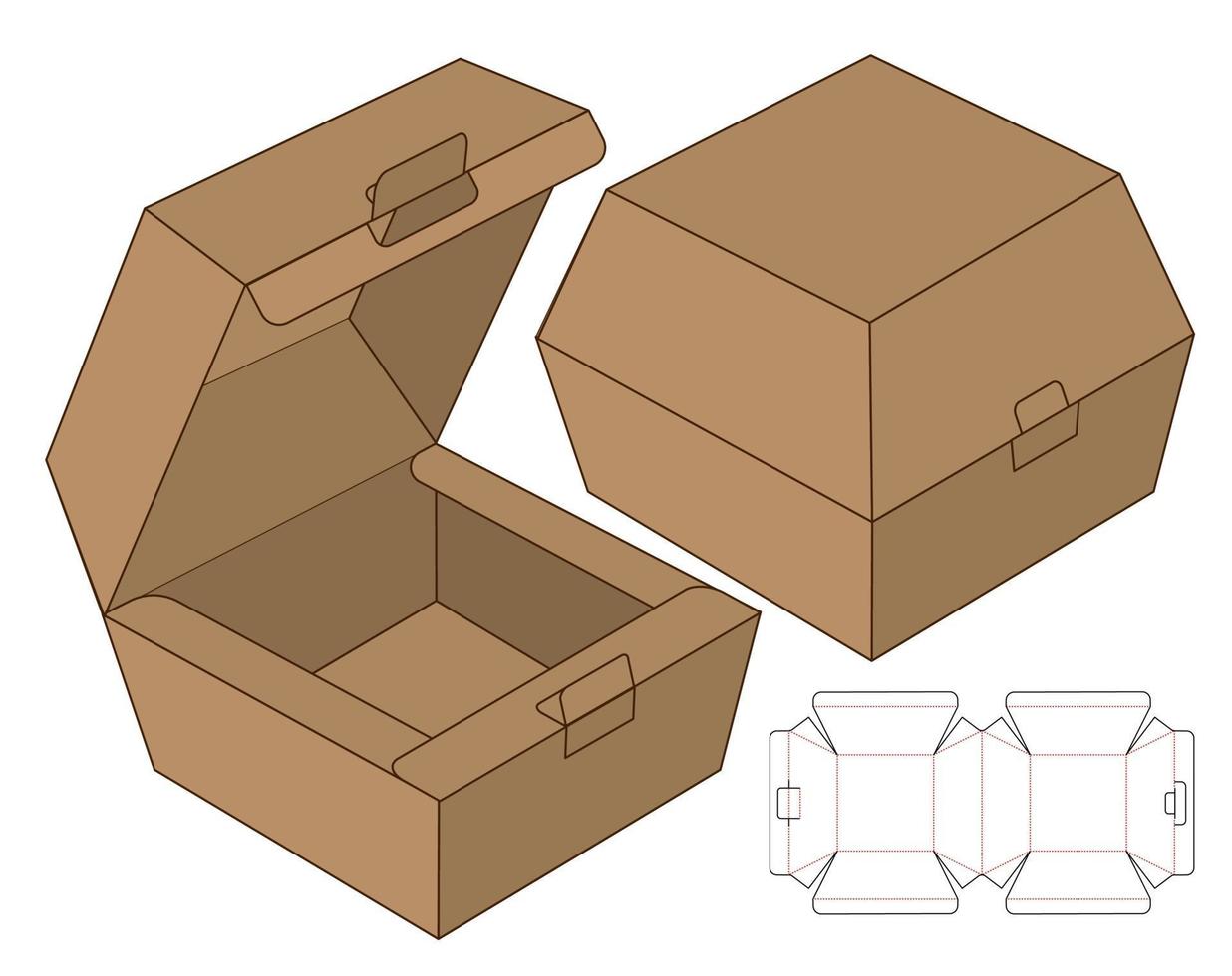 Box packaging die cut template design. 3d mock-up vector