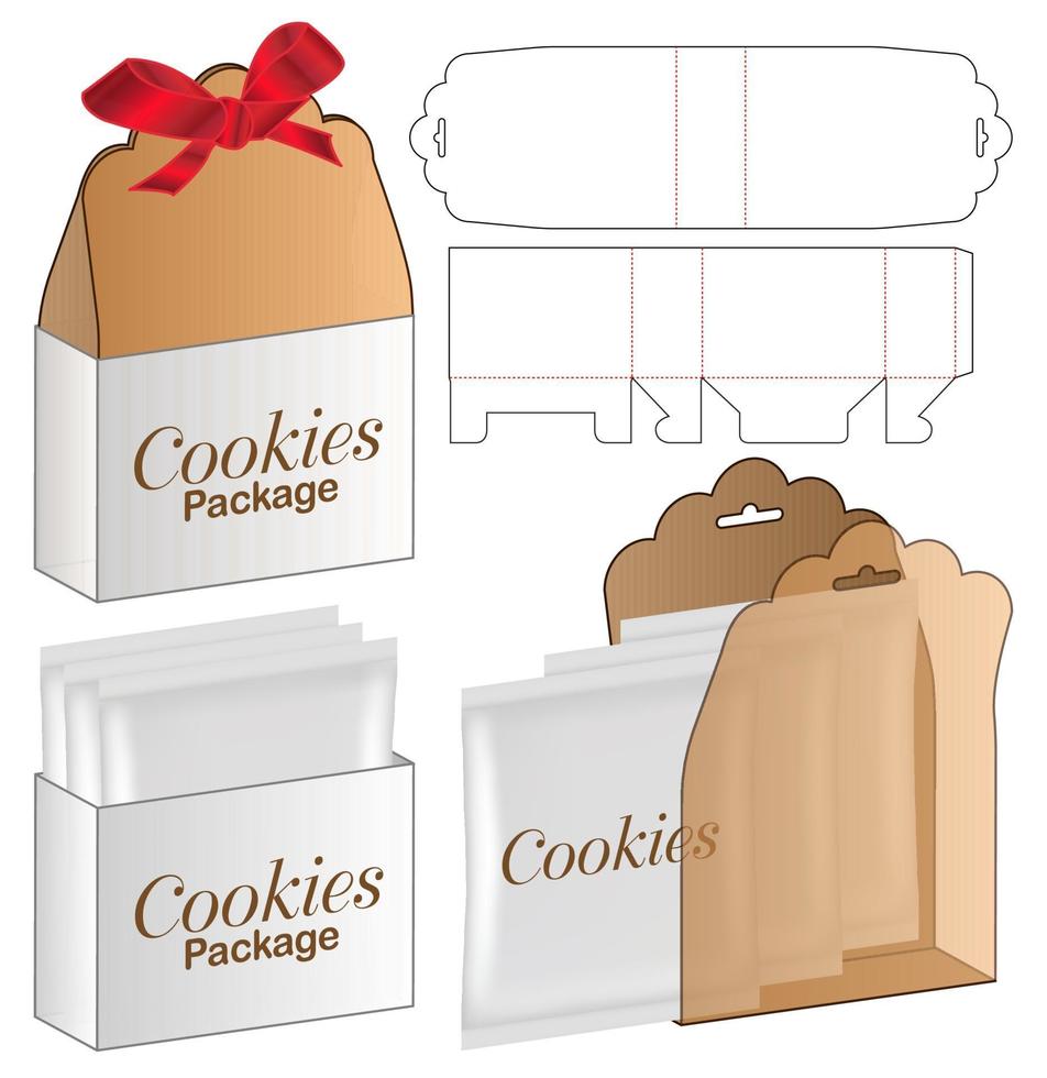 Box packaging die cut template design. 3d mock-up vector