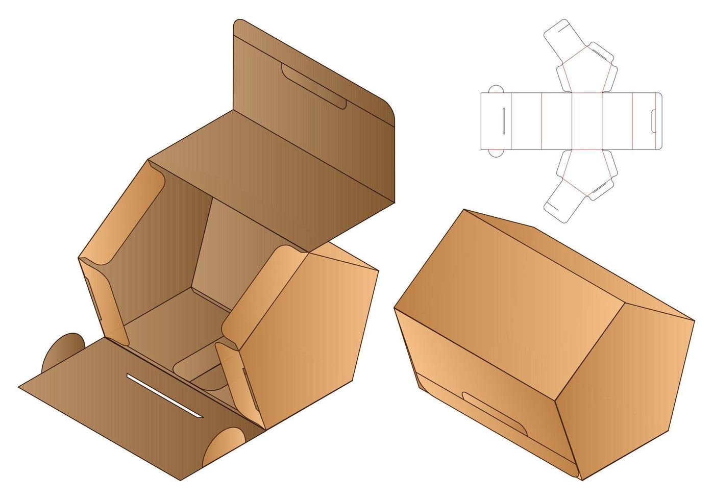 Box packaging die cut template design. 3d mock-up vector