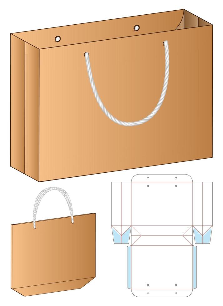 diseño de plantilla troquelada de embalaje de caja. Maqueta 3d vector