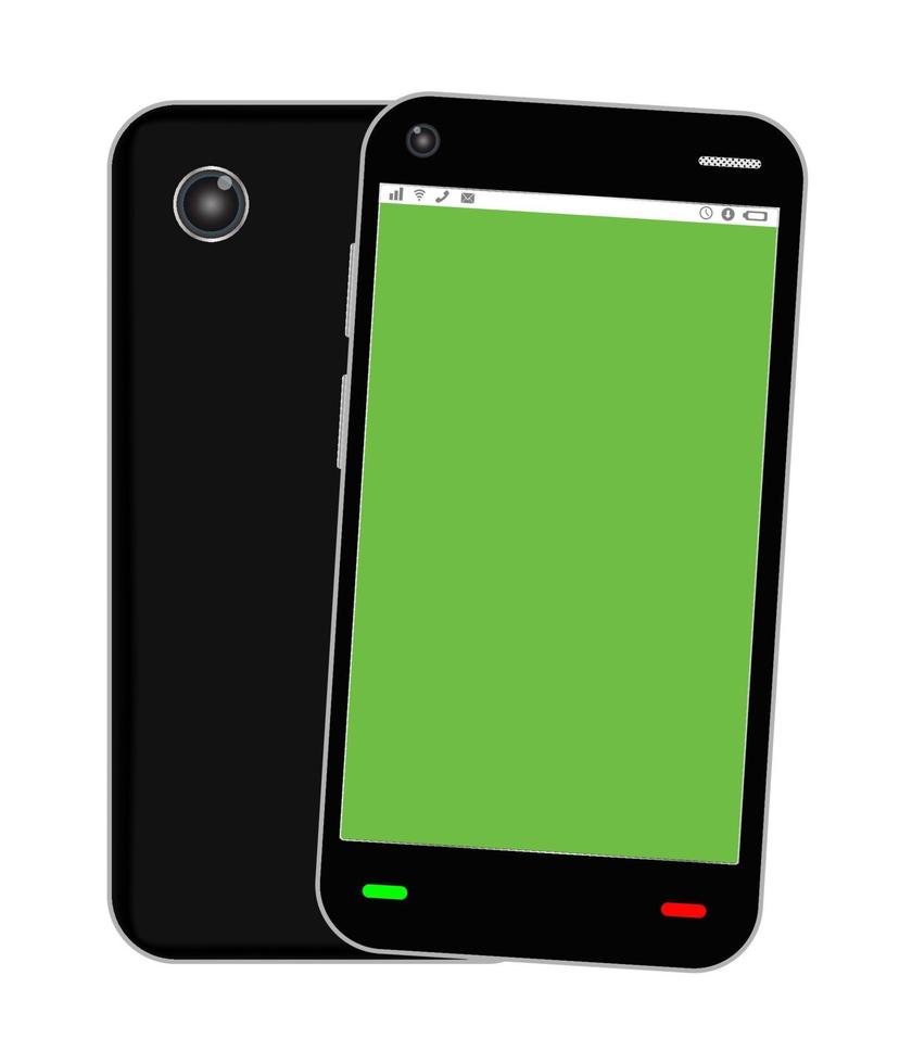 teléfono inteligente con pantalla verde en blanco vector