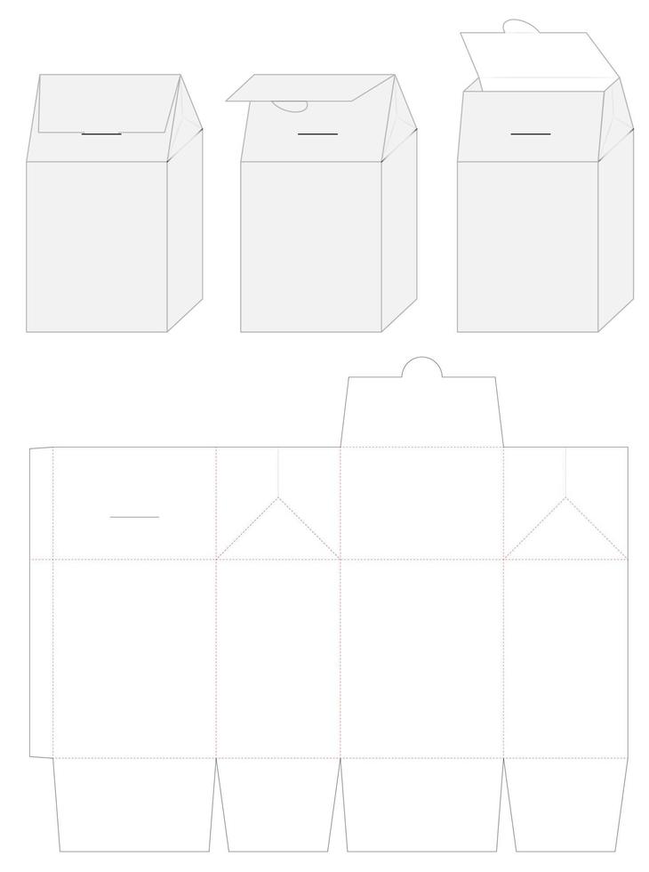 diseño de plantilla troquelada de embalaje de caja. Maqueta 3d vector