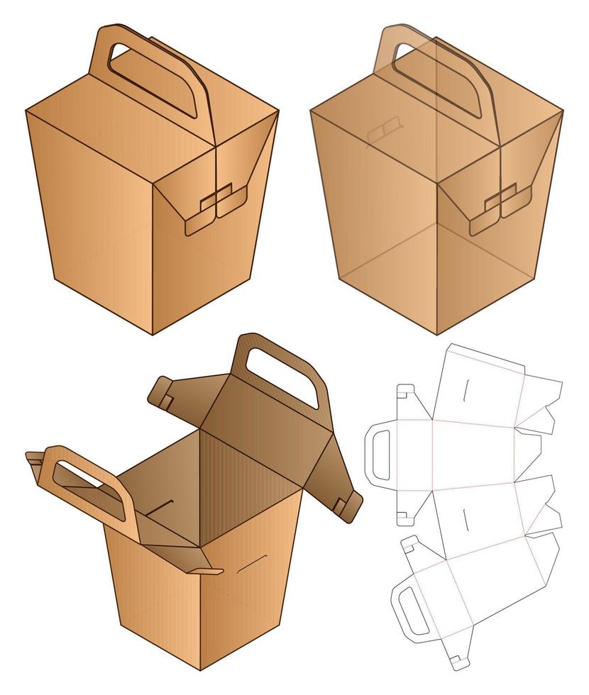 diseño de plantilla troquelada de embalaje de caja. Maqueta 3d vector