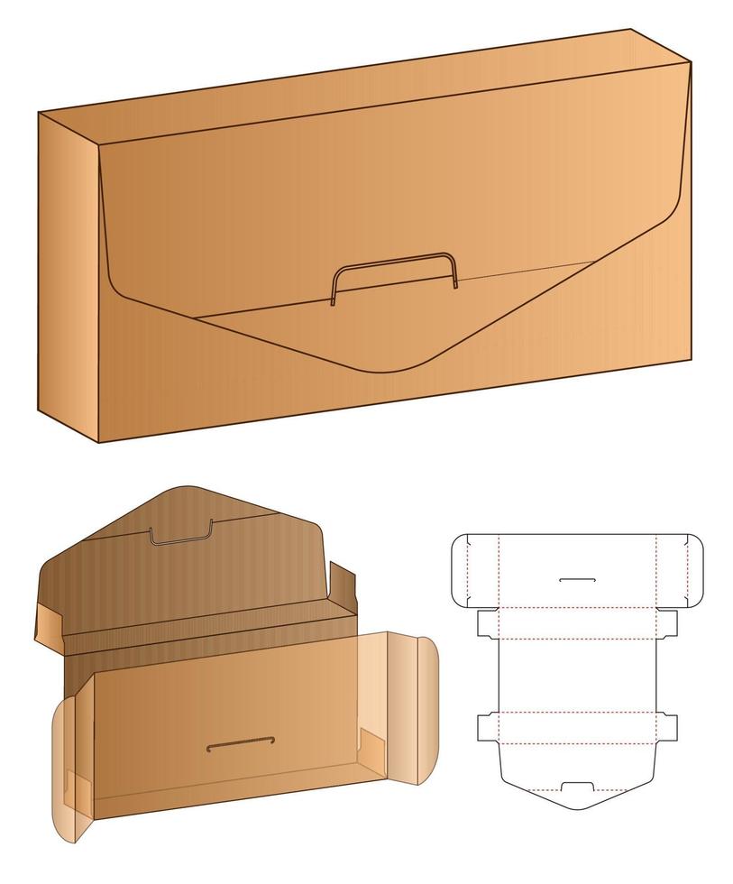 diseño de plantilla troquelada de embalaje de caja. Maqueta 3d vector