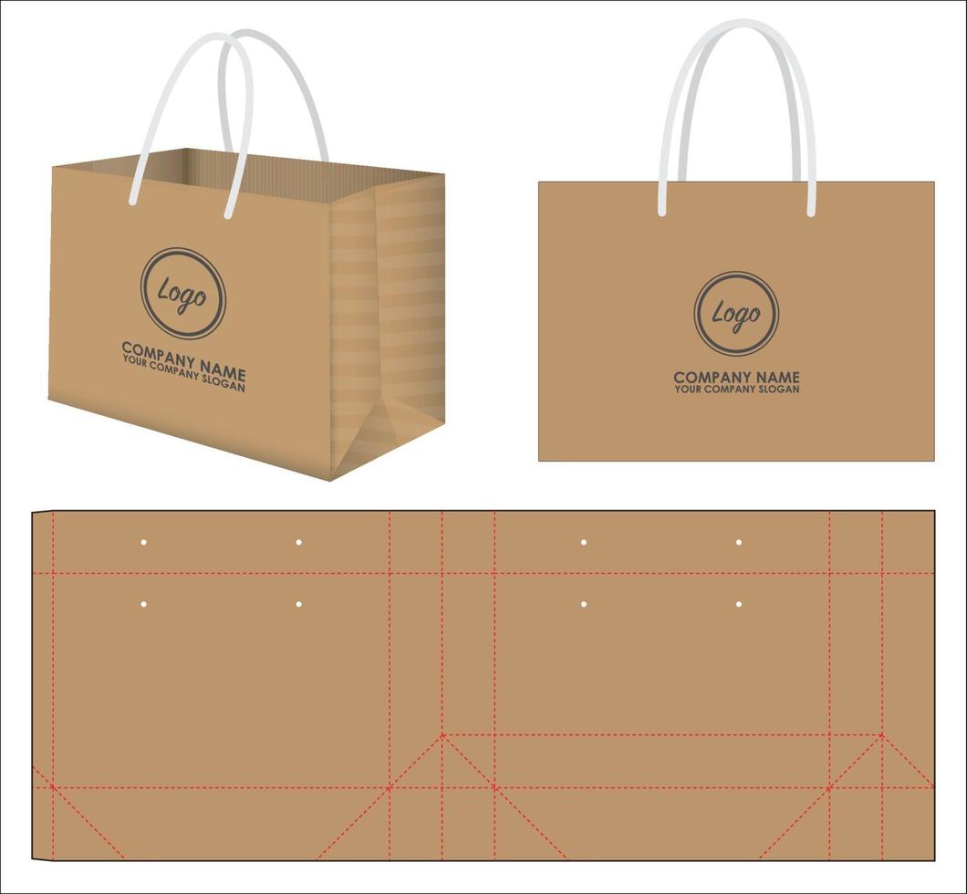 diseño de plantilla troquelada de embalaje de caja. Maqueta 3d vector