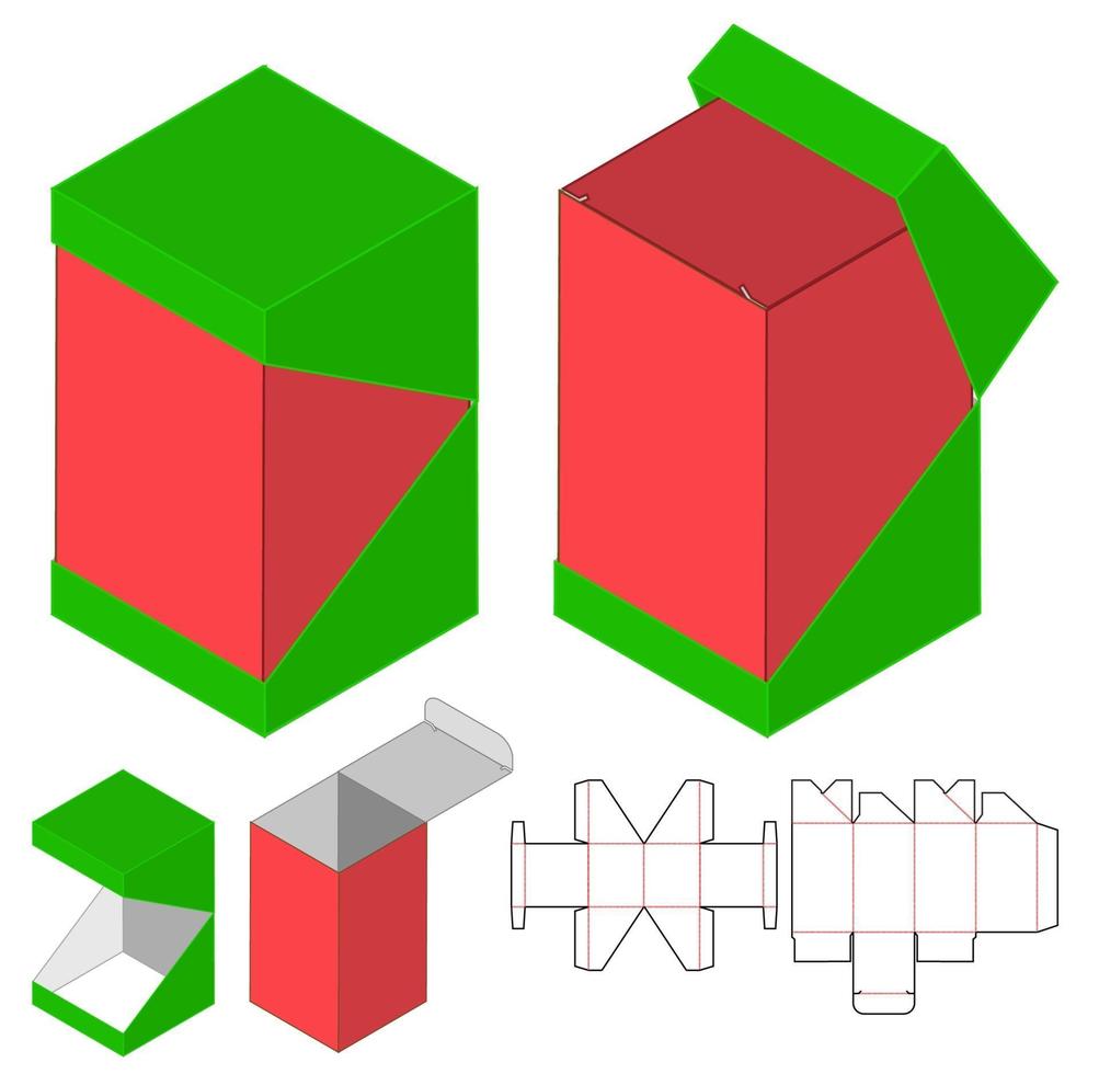 Box packaging die cut template design. 3d mock-up vector