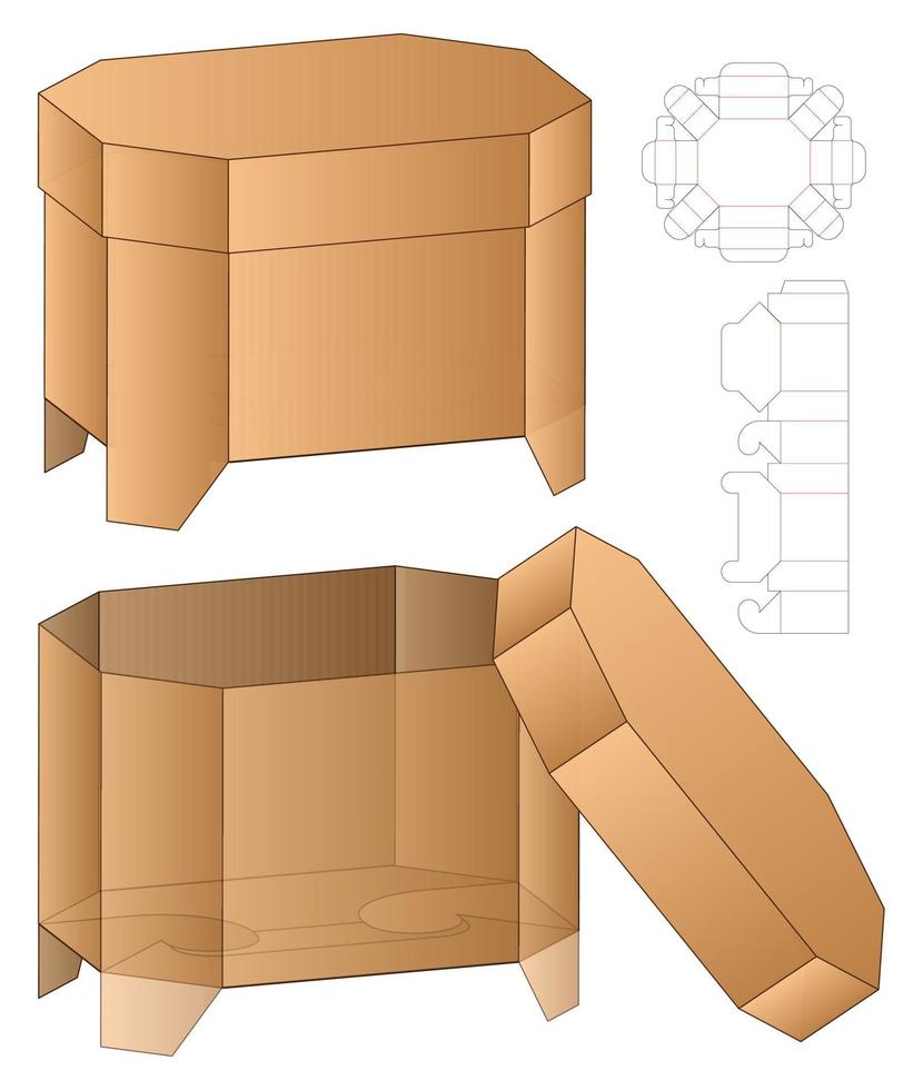 diseño de plantilla troquelada de embalaje de caja. Maqueta 3d vector