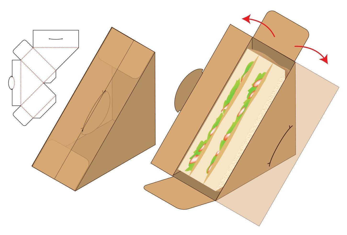 diseño de plantilla troquelada de embalaje de caja. Maqueta 3d vector