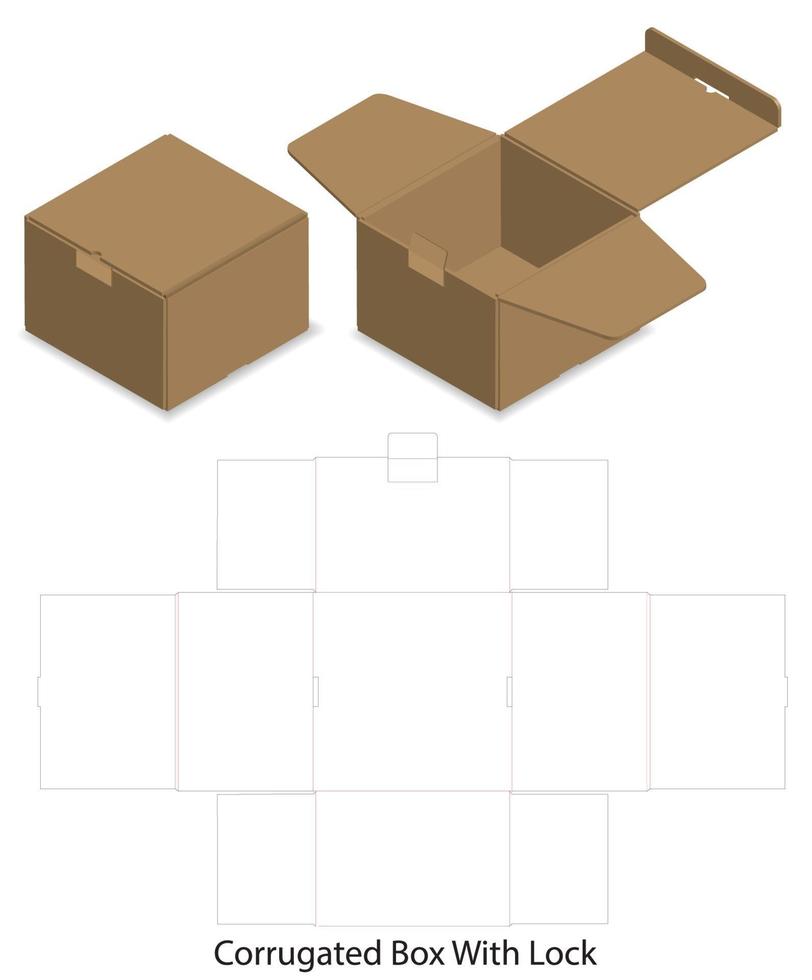 diseño de plantilla troquelada de embalaje de caja. Maqueta 3d vector