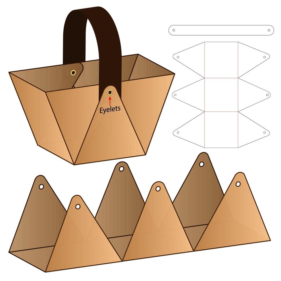 Box packaging die cut template design. 3d mock-up vector