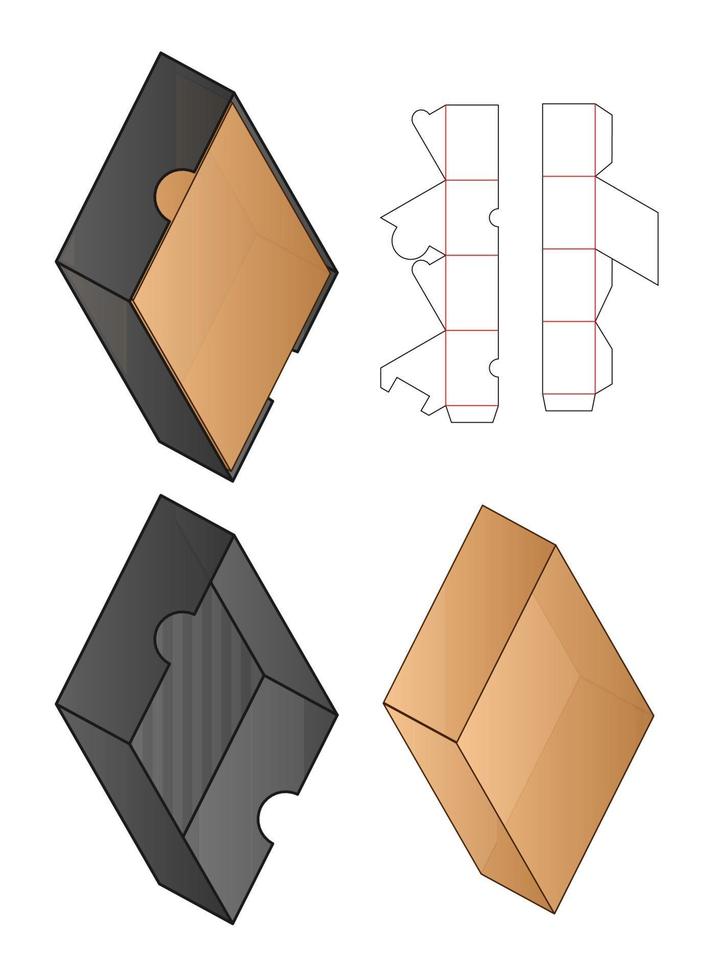 diseño de plantilla troquelada de embalaje de caja. Maqueta 3d vector