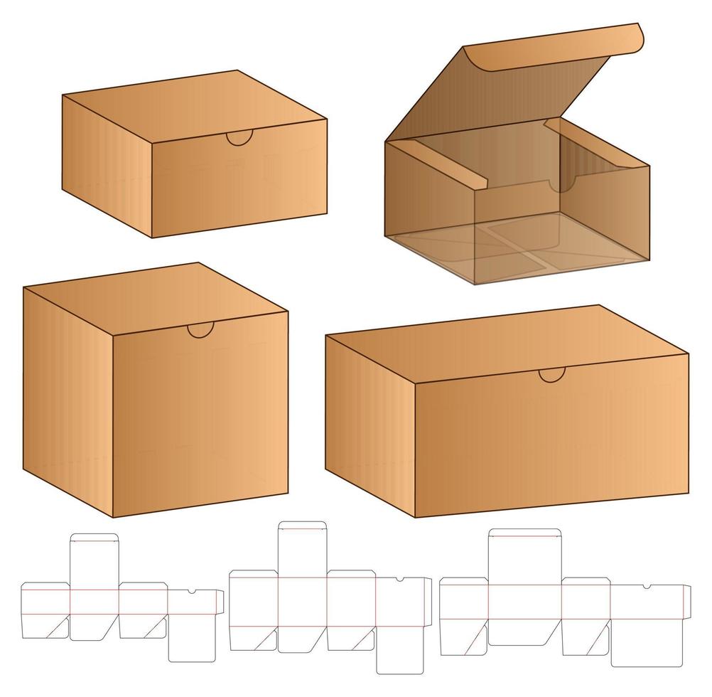 Box packaging die cut template design. 3d mock-up vector