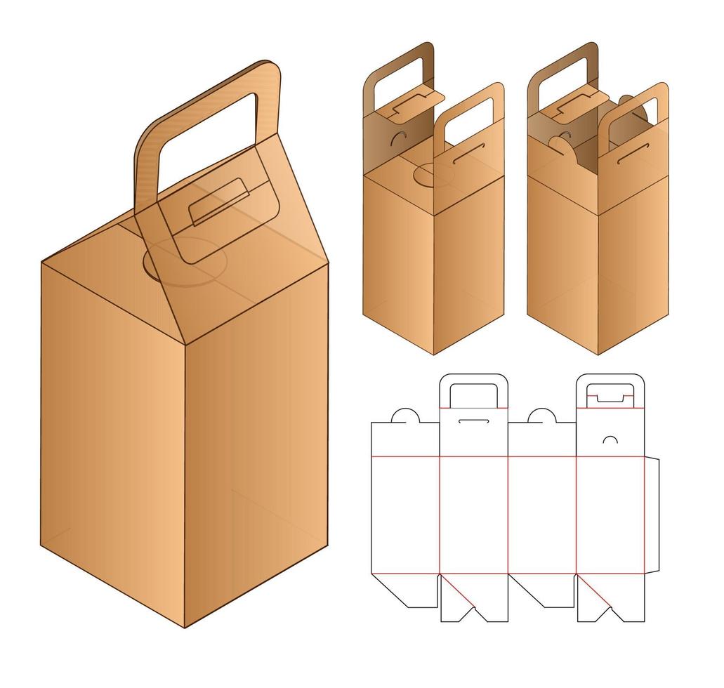 diseño de plantilla troquelada de embalaje de caja. Maqueta 3d vector