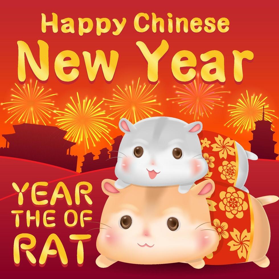 Happy chinese new year 2020 year of rat banner vector