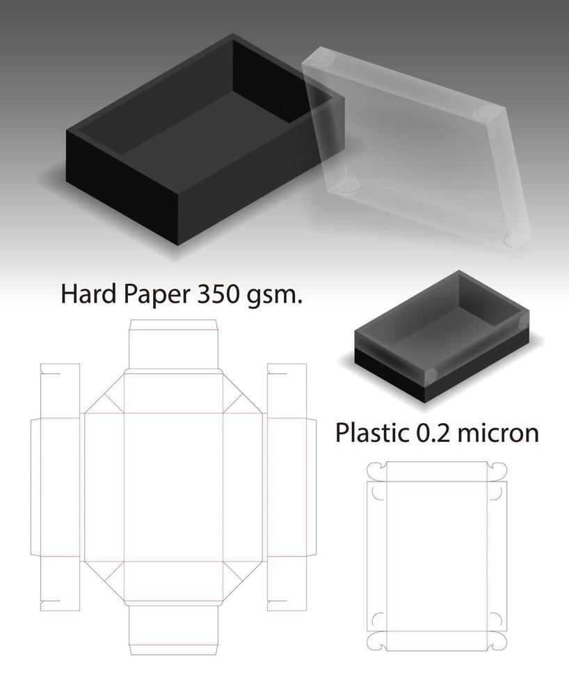 diseño de plantilla troquelada de embalaje de caja. Maqueta 3d vector