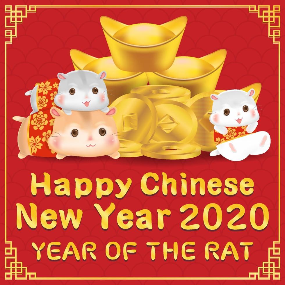 Happy chinese new year 2020 year of rat banner vector