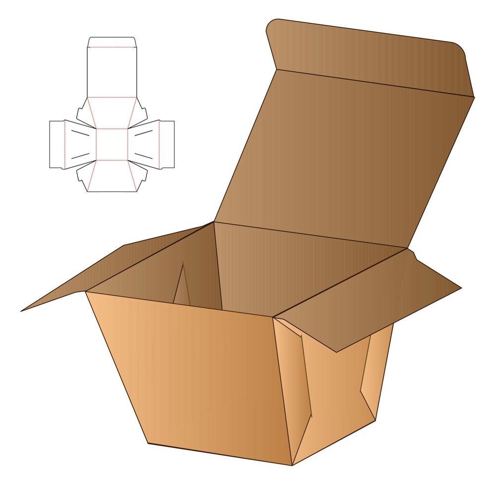 diseño de plantilla troquelada de embalaje de caja. Maqueta 3d vector