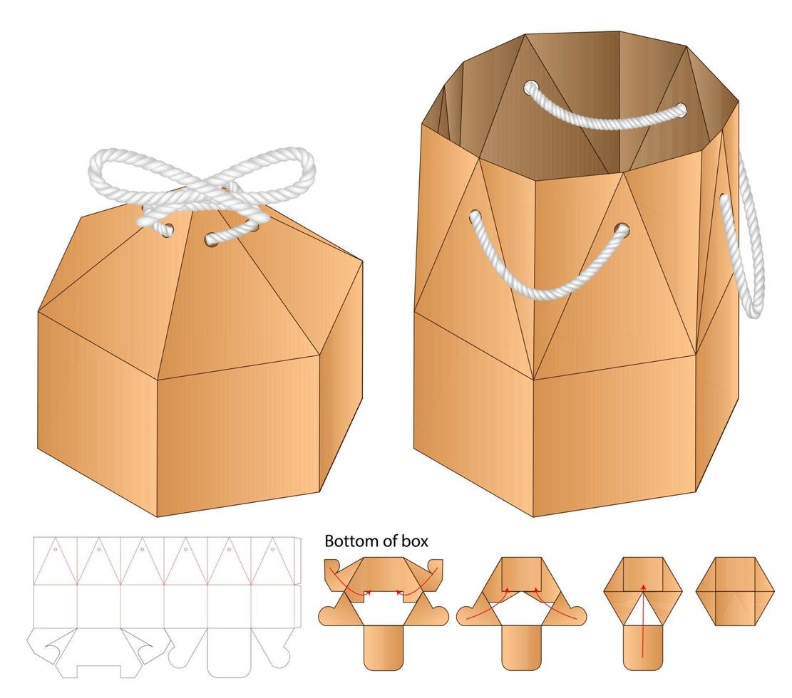 Box packaging die cut template design. 3d mock-up vector