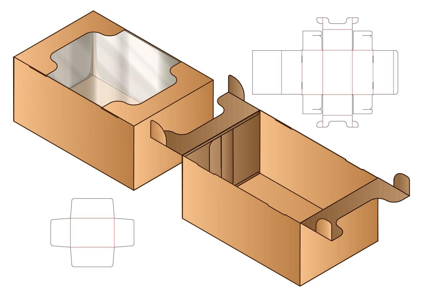 Box packaging die cut template design. 3d mock-up vector