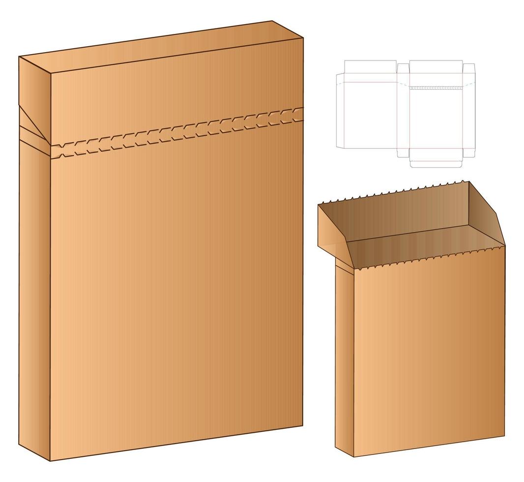 diseño de plantilla troquelada de embalaje de caja. Maqueta 3d vector