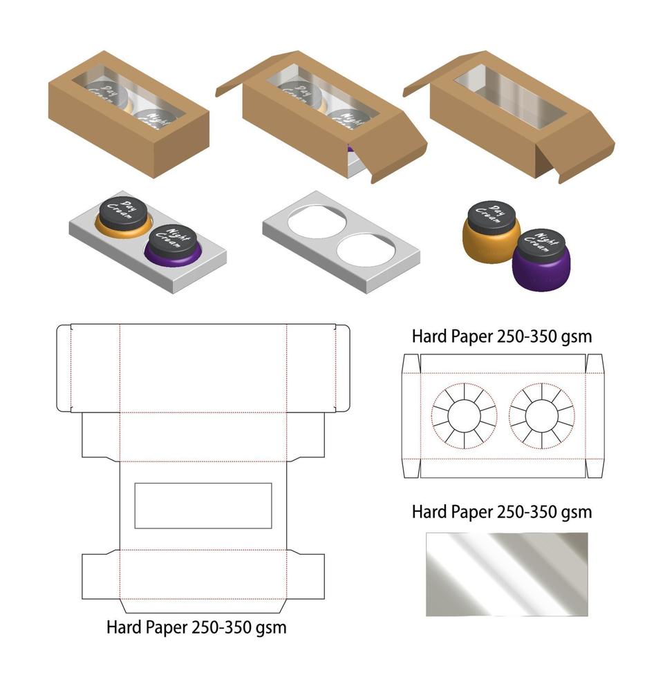 Box packaging die cut template design. 3d mock-up vector