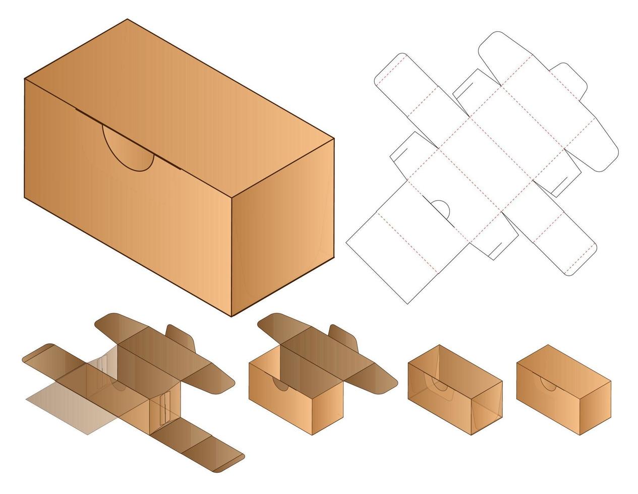 Box packaging die cut template design. 3d mock-up vector