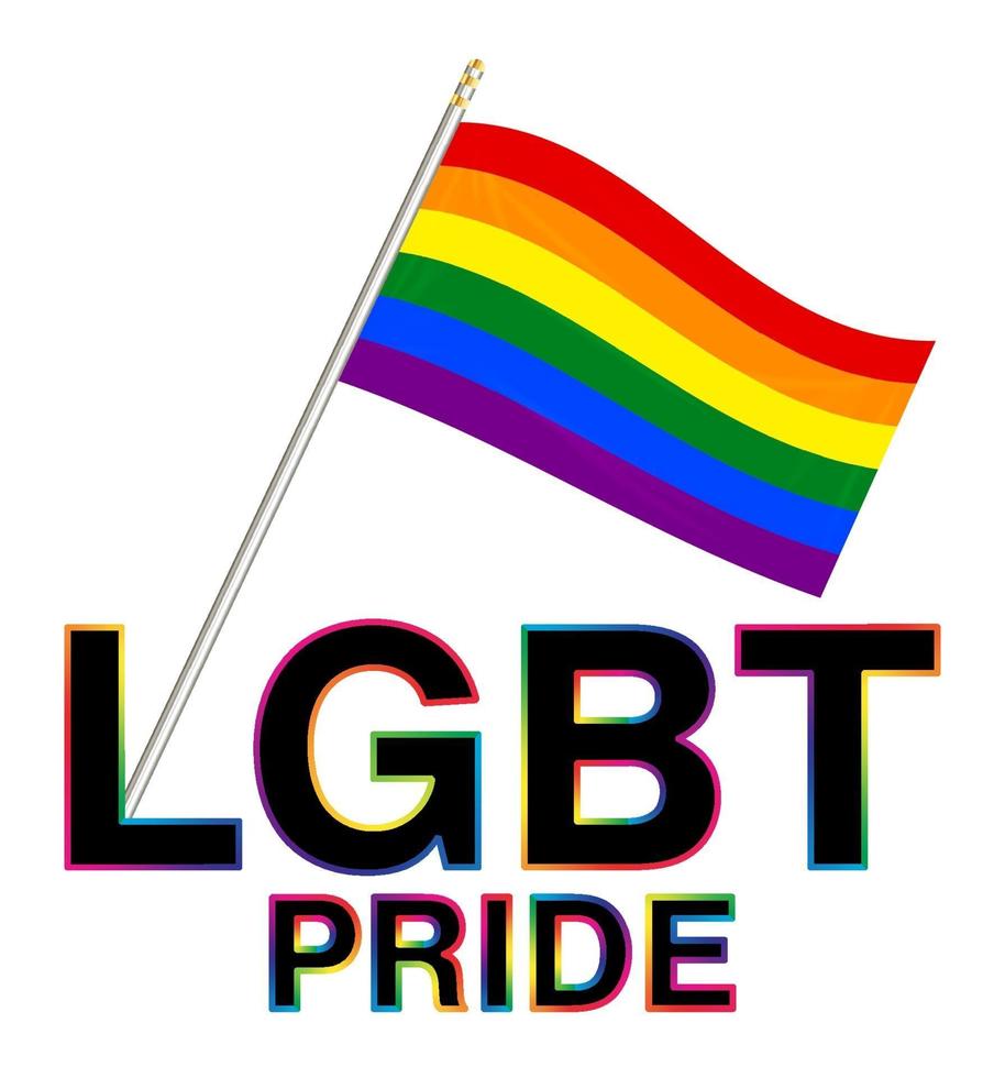 LGBT Pride flag and word with colorful stroke vector